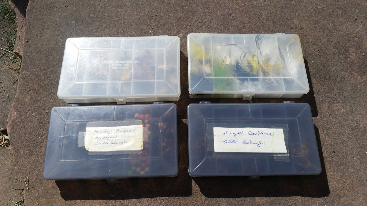 Lot of 4 Plano fly boxes full of flies (dries, streamers, nymphs) 