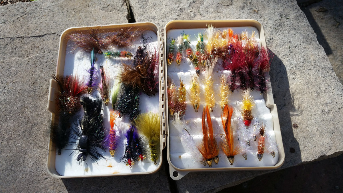 Plastic fly box filled with streamers 