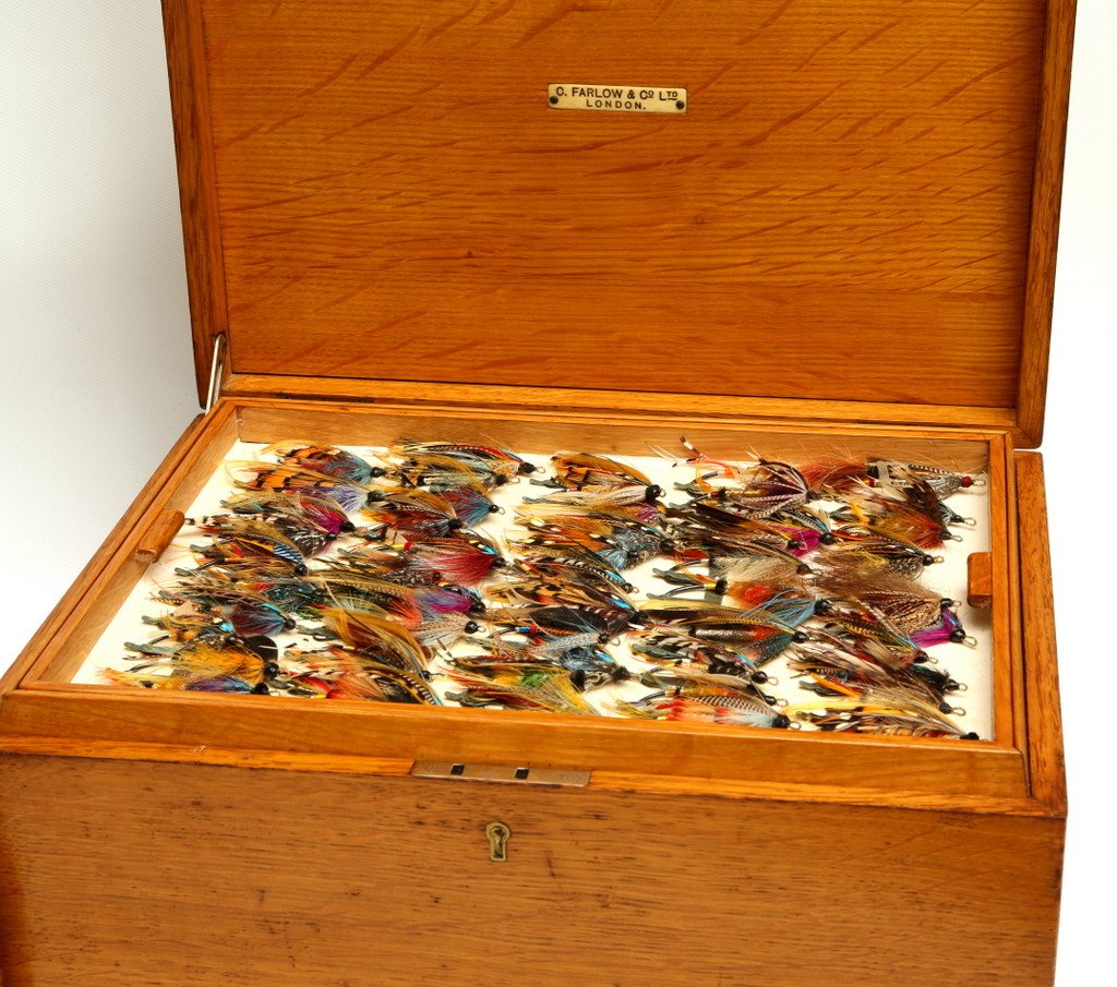 Farlow's Polished Oak Salmon Fly Box