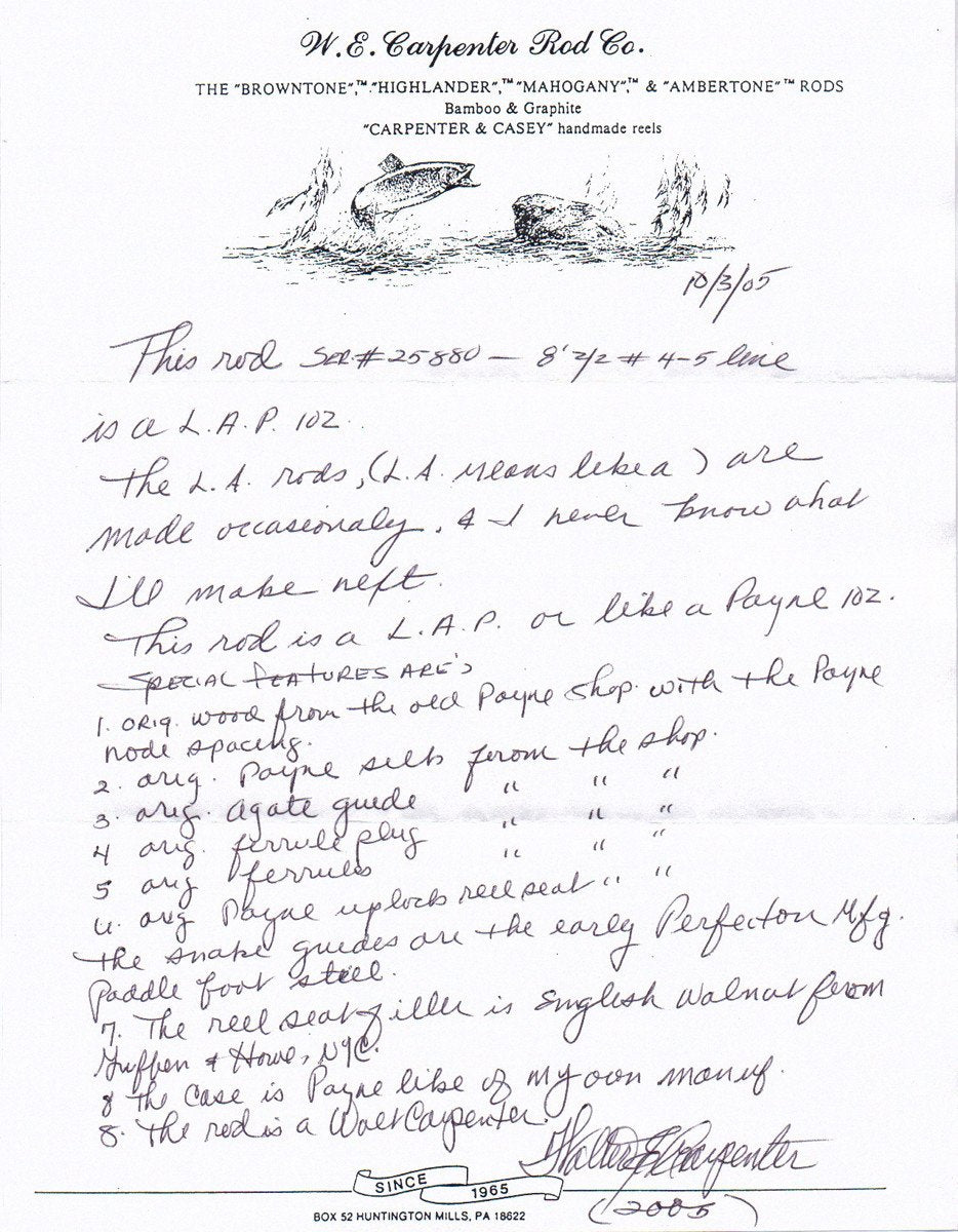 Walt Carpenter "Like a Payne" 8' 2/2 4-5wt Bamboo Rod