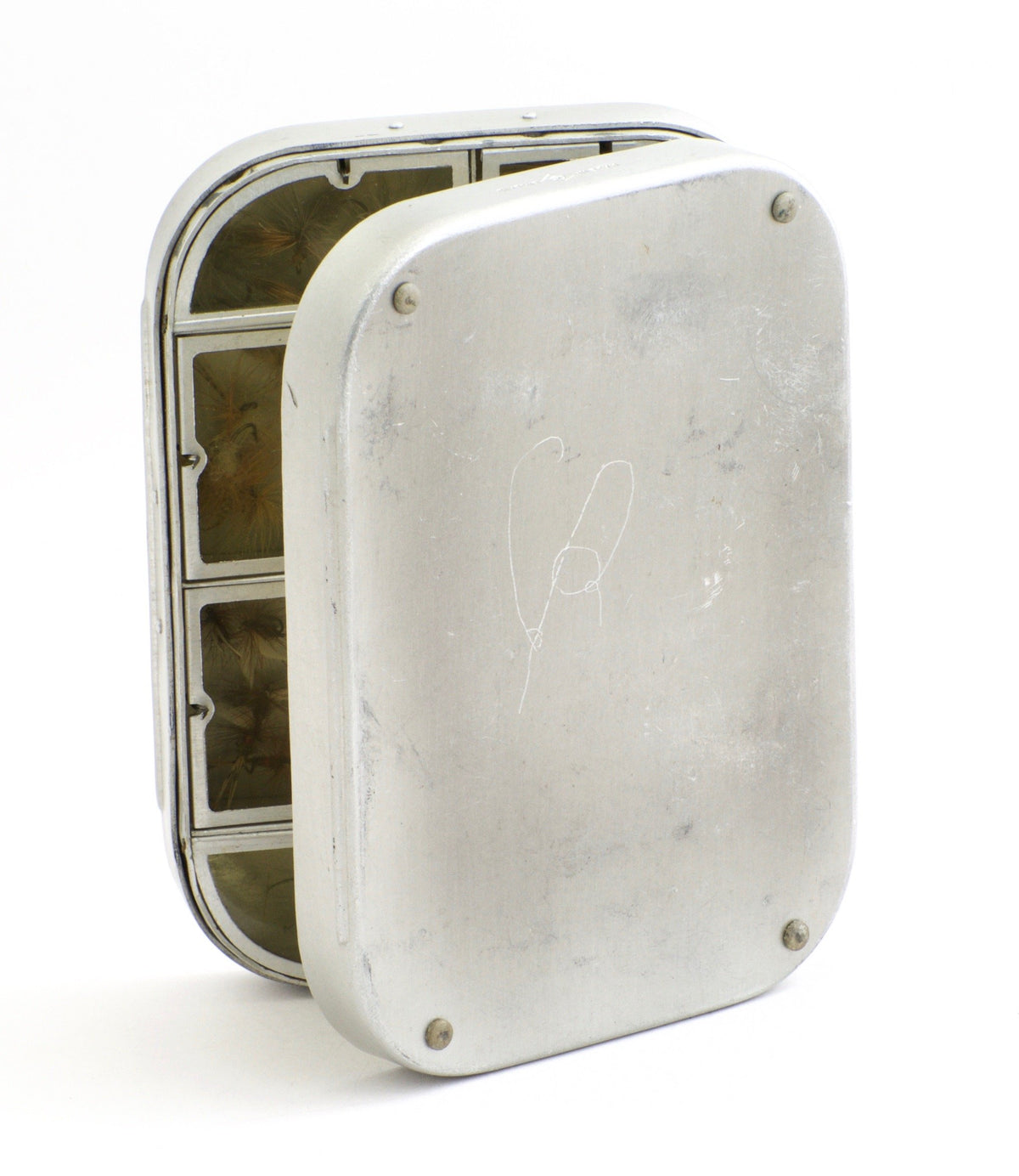 Wheatley Dry Fly Box - 12 compartments with vintage dry flies 