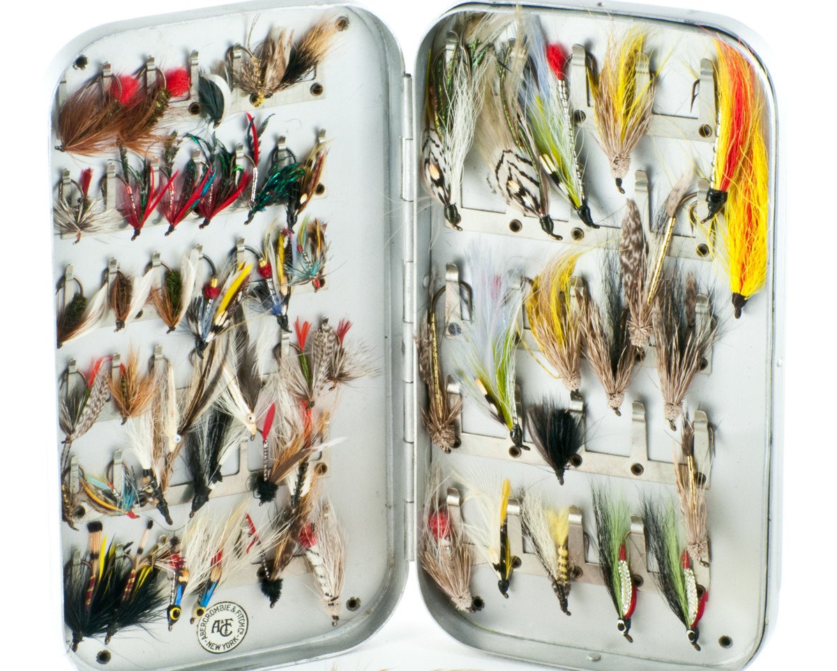 Wheatley Fly Box / Abercrombie & Fitch - with salmon flies 