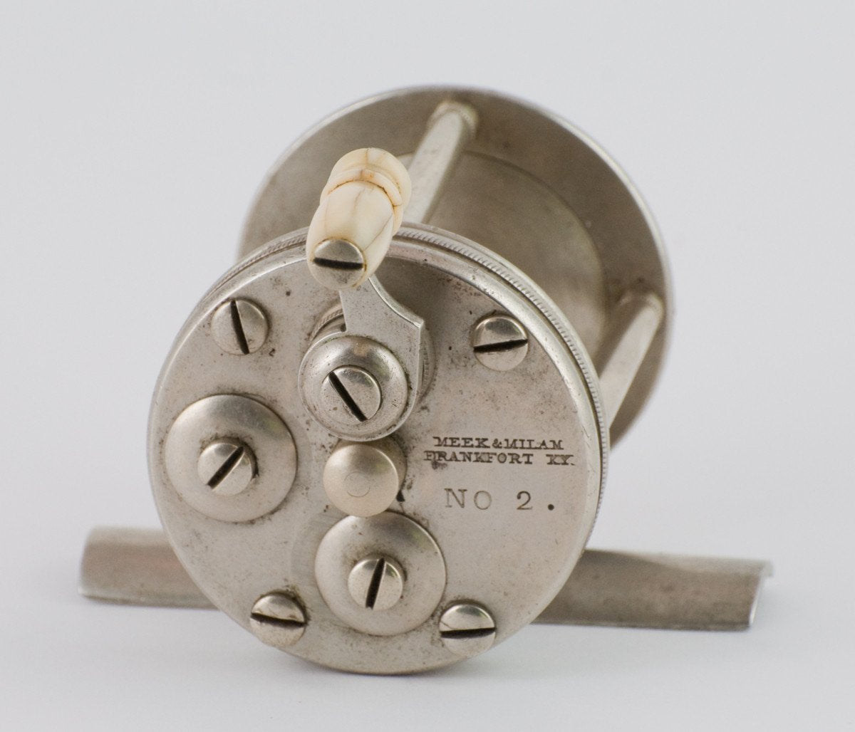 Meek & Milam No. 2 Nickel Silver Baitcasting Reel - Frankfort, Kentucky 