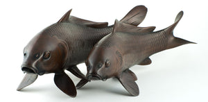 Bronze Carp Pair (Okimono) - Artist Nobumitsu