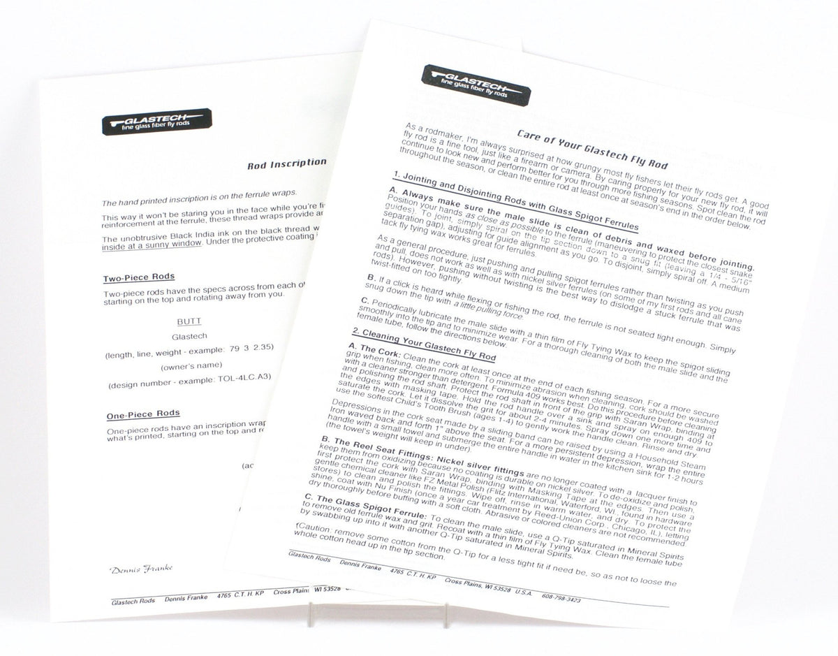 Glastech Rods / Dennis Franke Catalog 