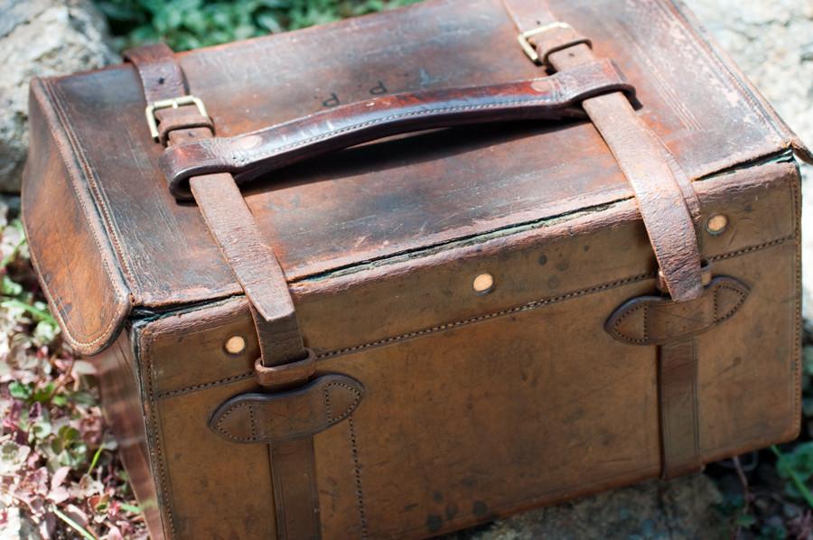 antique leather fishing tackle box Farlow's of London - Leather Tackle Case