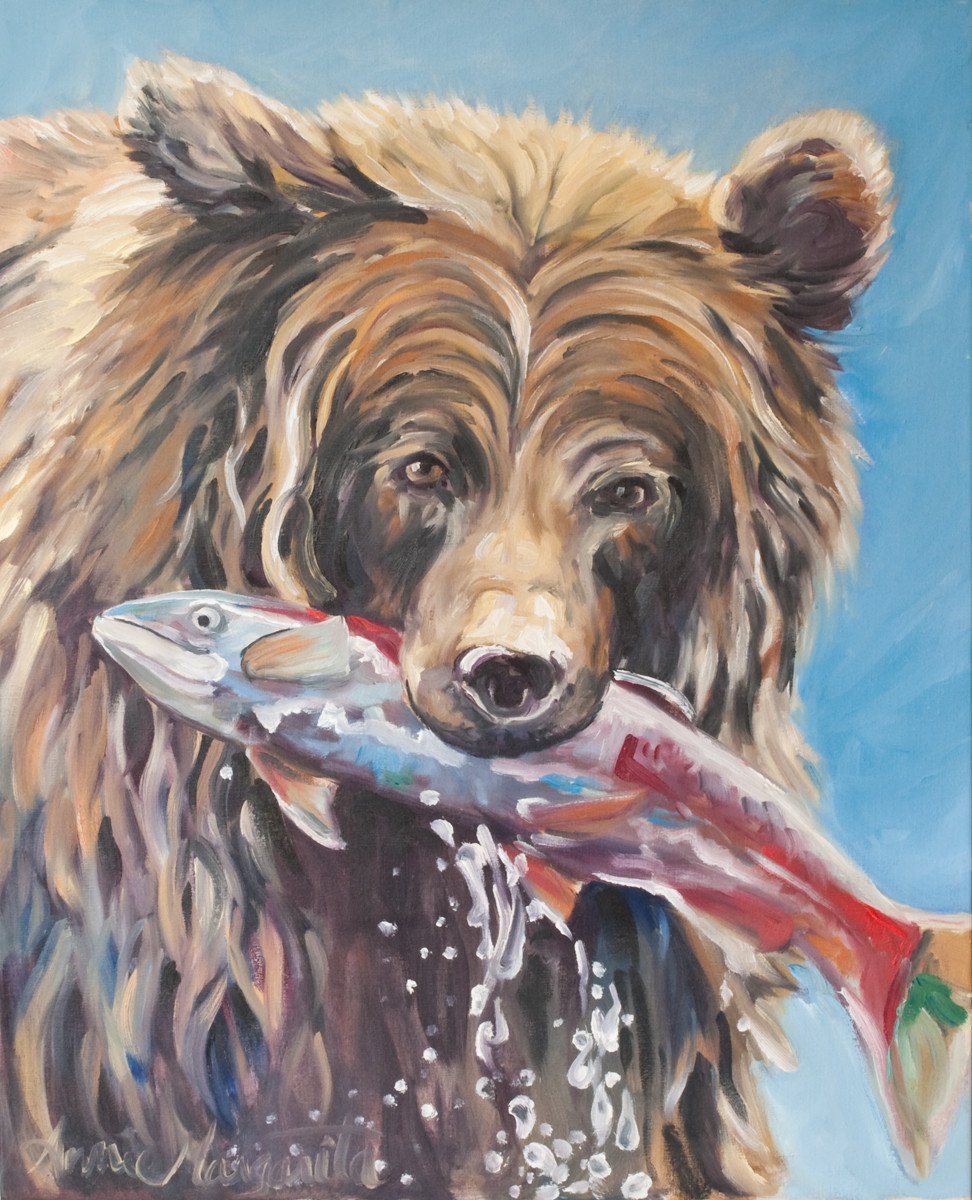 Annie Margarita Oil Painting - "Bear Snack"