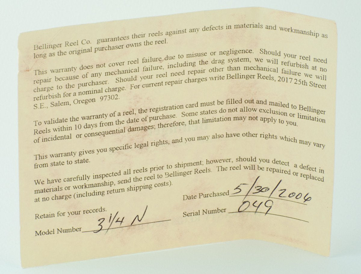 Bellinger-Saracione 3 1/4" Fly Reel - Narrow 