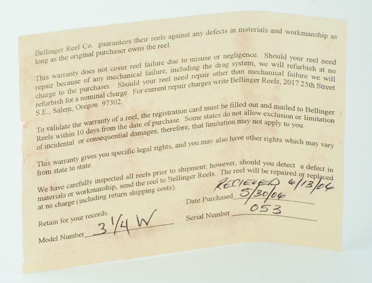 Bellinger-Saracione 3 1/4" Fly Reel - Wide 