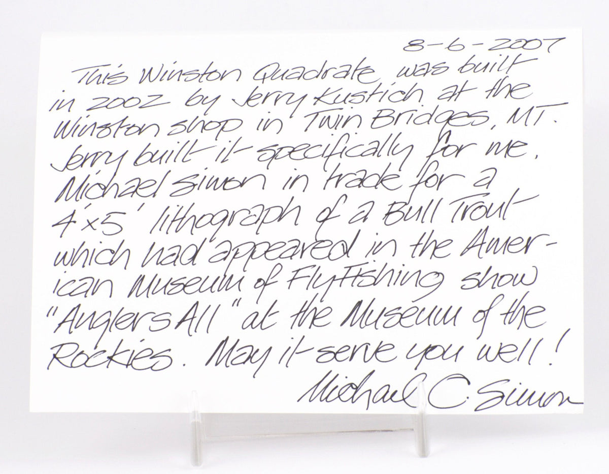 Winston / Jerry Kustich - 7'9 4-5wt Quad Bamboo Fly Rod