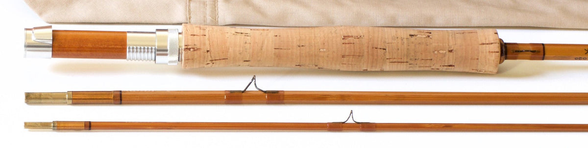 R.L. Winston Prototype Bamboo Rod 8'9" 3/1 #6 - rod sections with guides and wraps