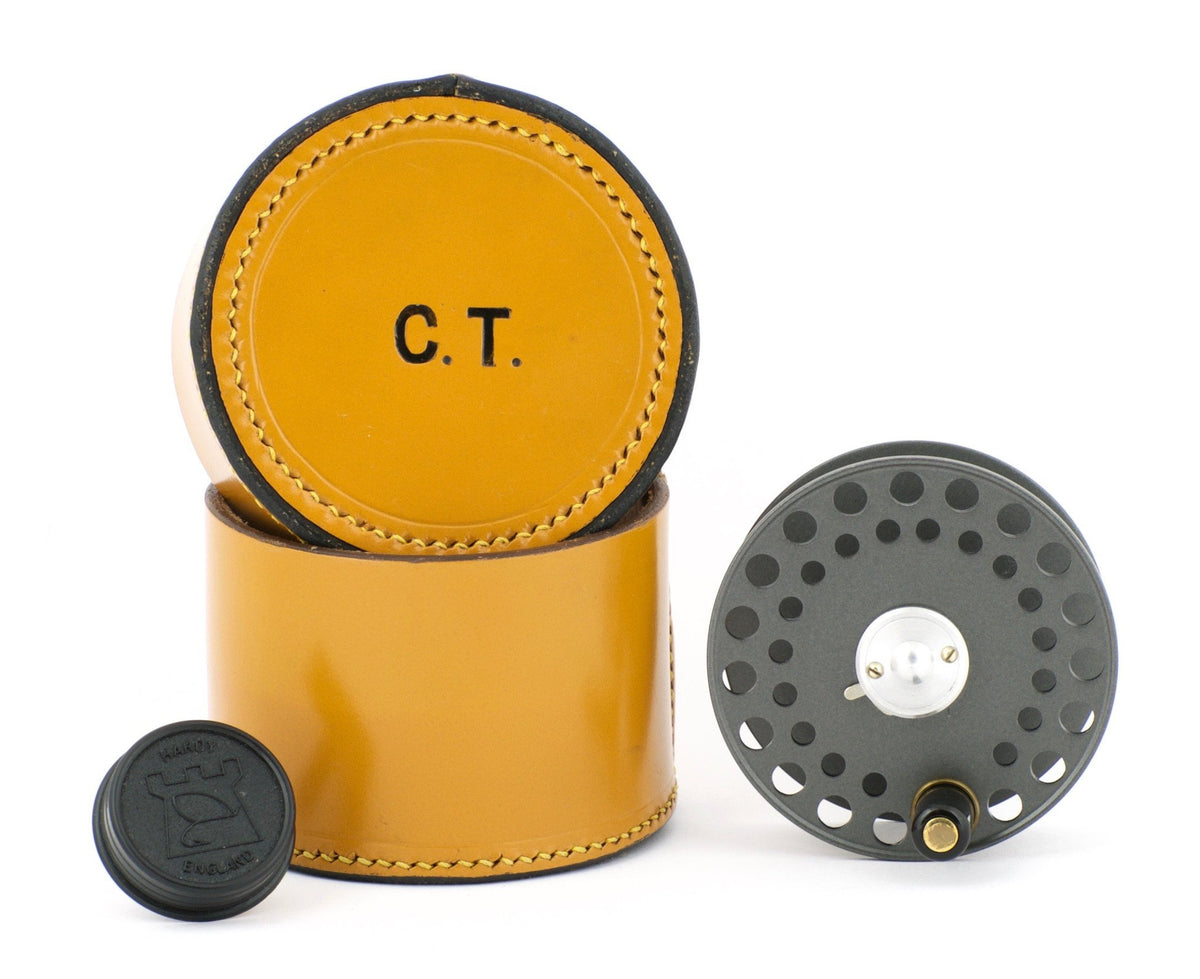 Hardy St. George 3" spare spool with leather case 