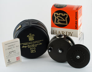 Hardy Perfect 3 3/8" fly reel and spare spool - LHW