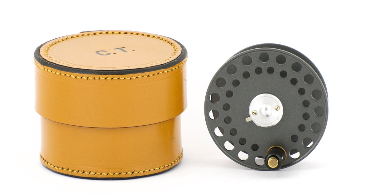 Hardy St. George 3" spare spool with leather case 