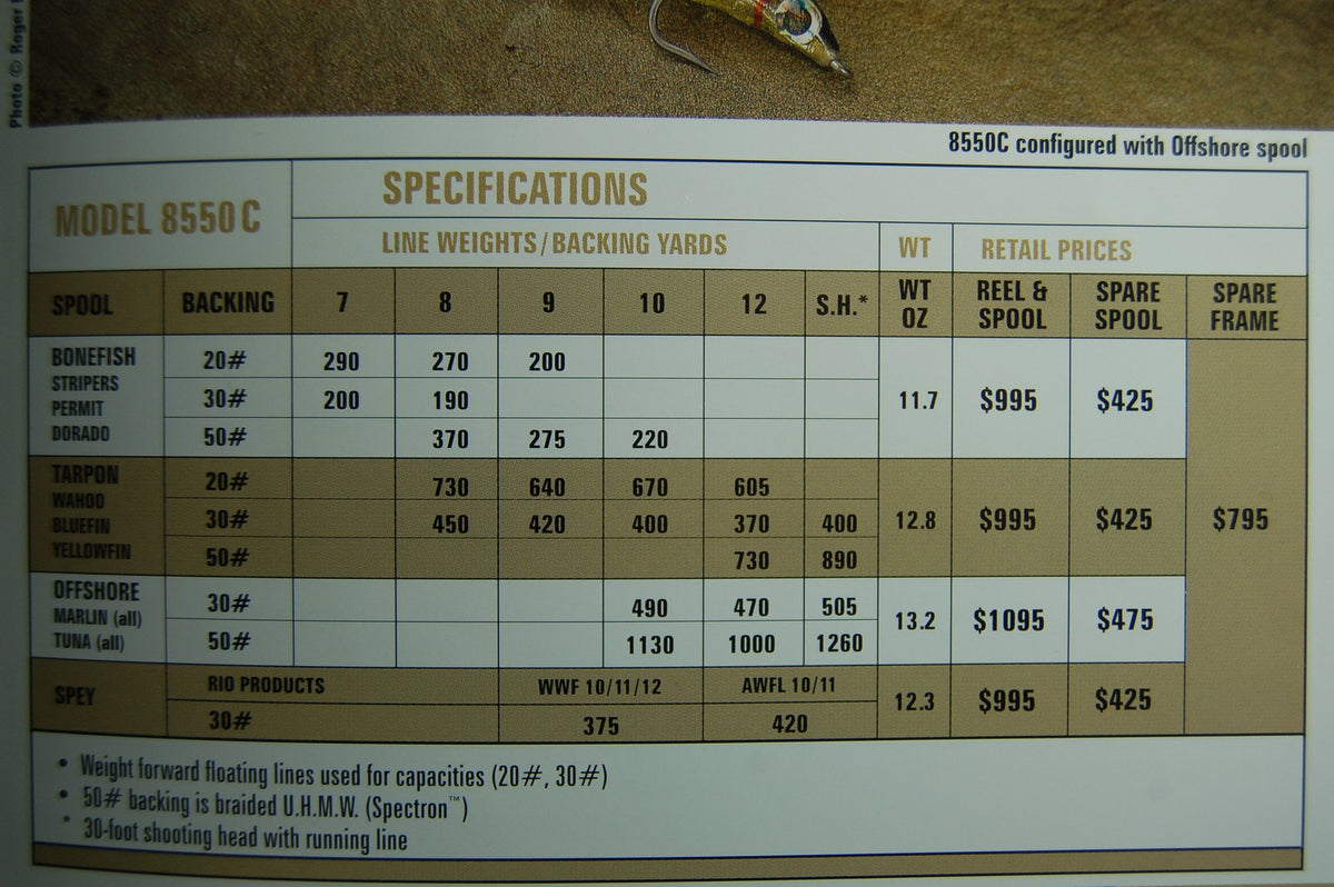 Charlton 8550C Fly Reel (w/Bonefish Spool) - RHW