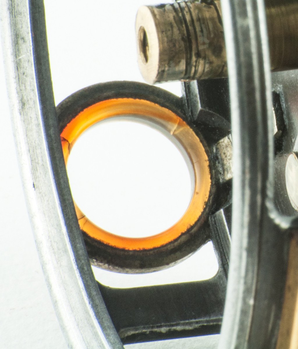 JW Young 3 3/8" Pattern 1 red agate fly reel 