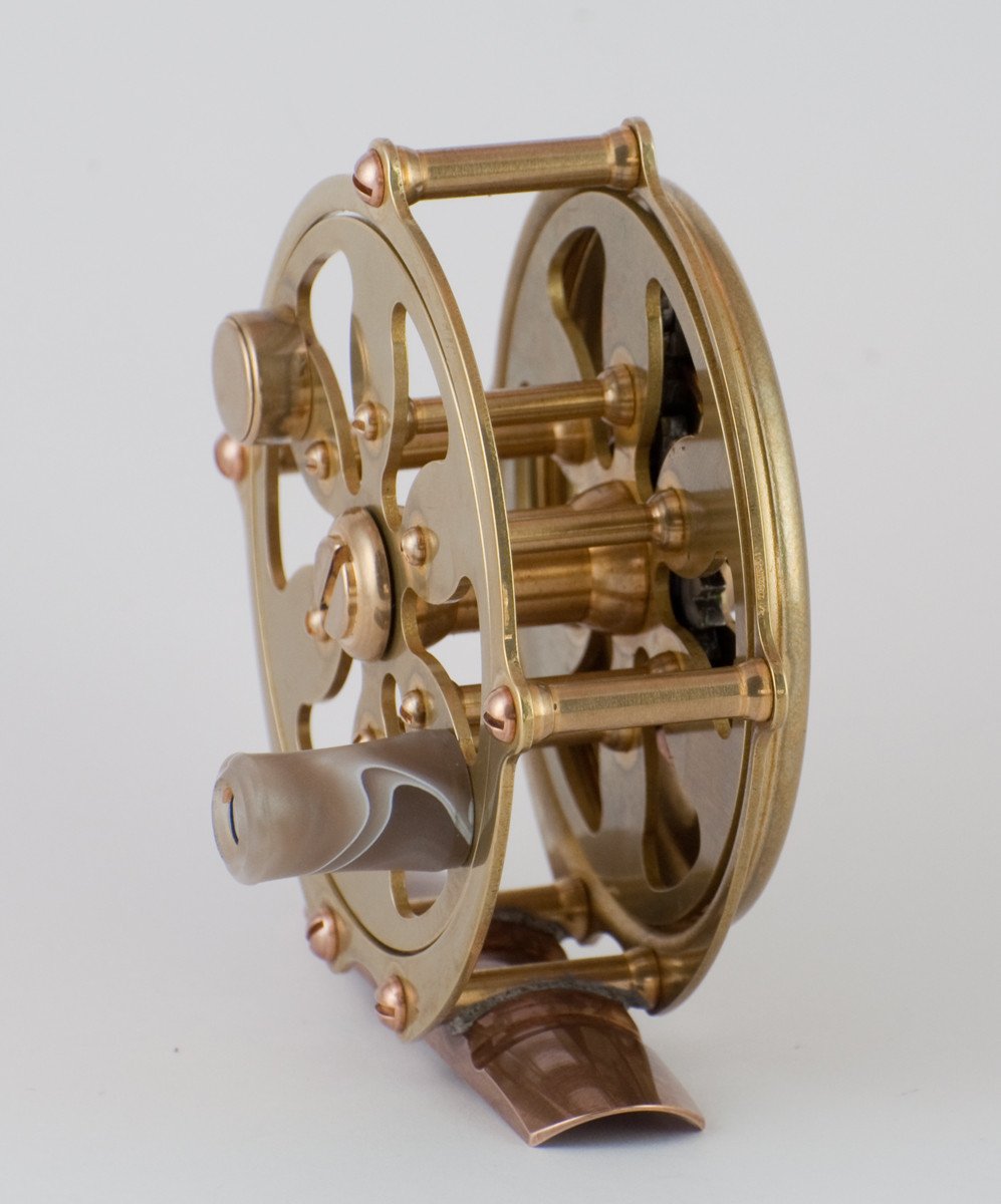 Kineya Sliced Cavous Fly Reel - Brass