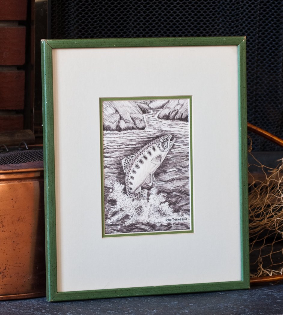 Ray Ovington Framed Trout Sketch 