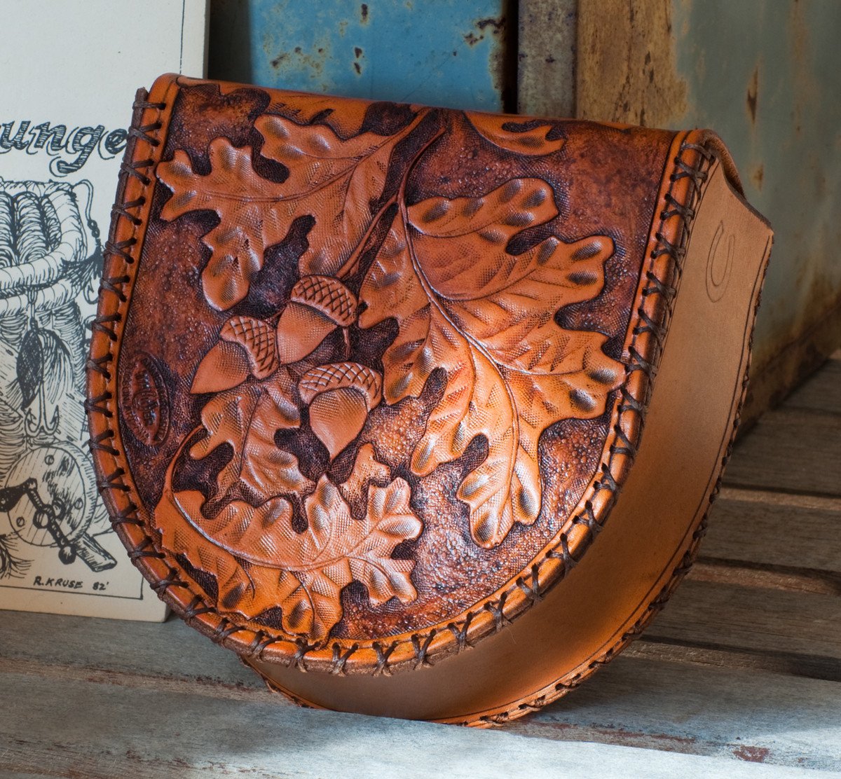 Annie Margarita Leather Reel Case - Autumn Oak