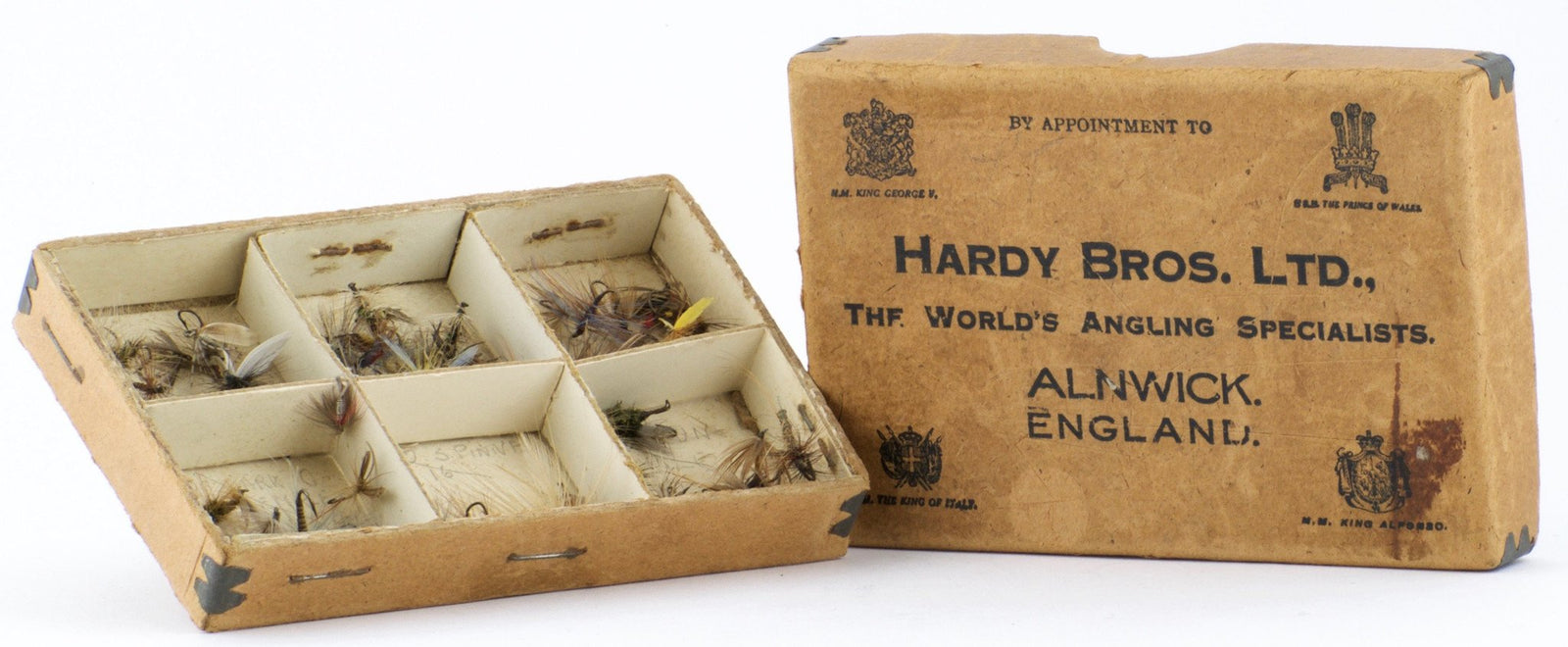 Hardy Bros. Cardboard Fly Box with Flies 