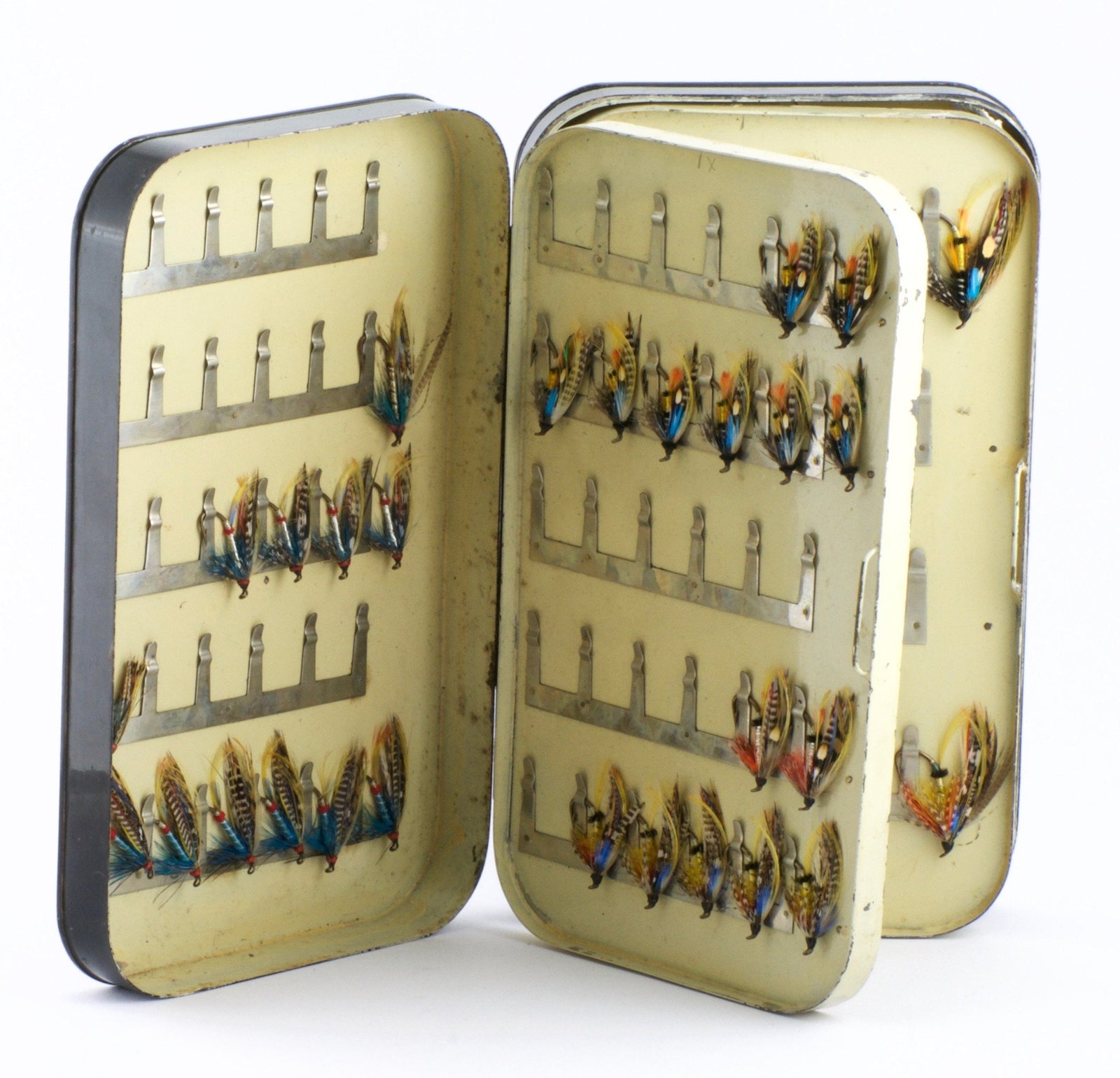Hardy Bros. Japanned Fly Box with Salmon Flies 