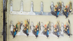 Hardy Bros. Japanned Fly Box with Salmon Flies 