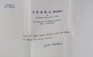 Hardy Perfect 3 1/2" wide drum fly reel - Harry & Elsie Darbee provenance! 