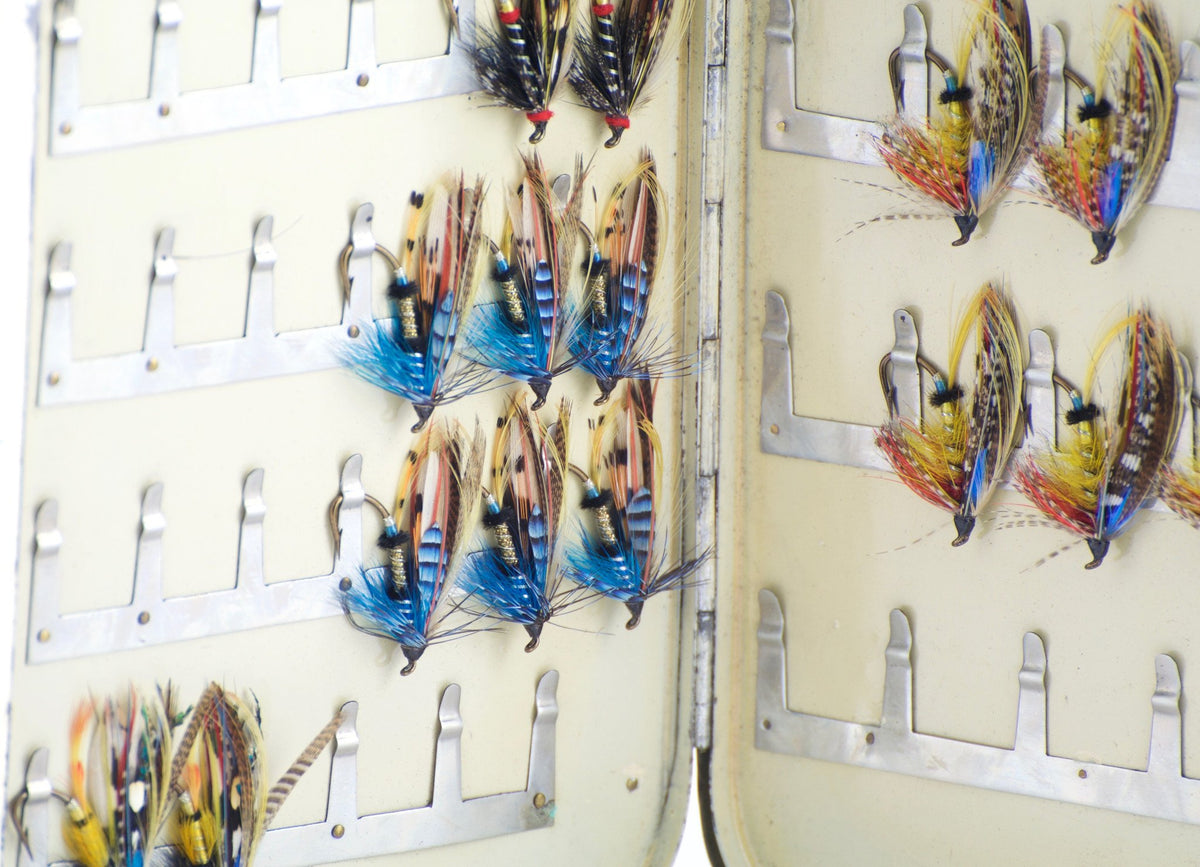 Hardy Bros. Japanned Fly Box with Salmon Flies 