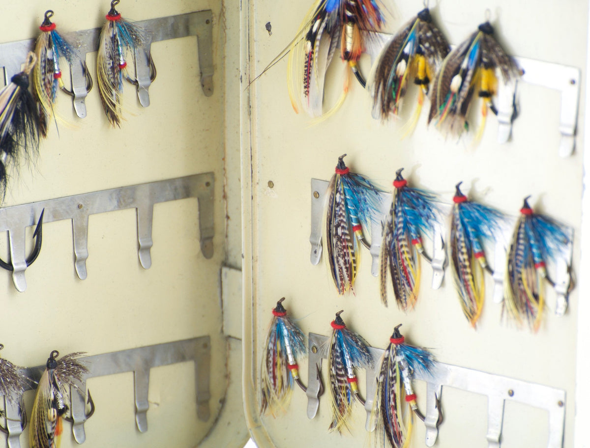 Hardy Bros. Japanned Fly Box with Salmon Flies 