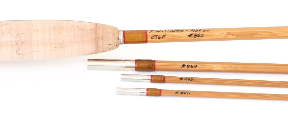 Simroe, Ted -- 7'6 3/2 5wt Bamboo Rod (New!) - rod sections with wraps and hardware