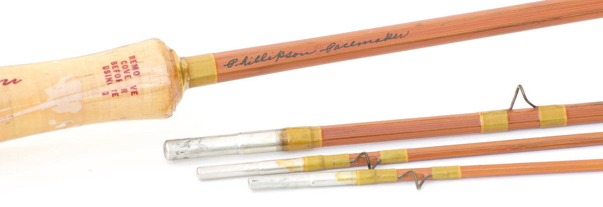 Phillipson Pacemaker Bamboo Rod 8' 3/2 5wt - rod sections with guides and wraps