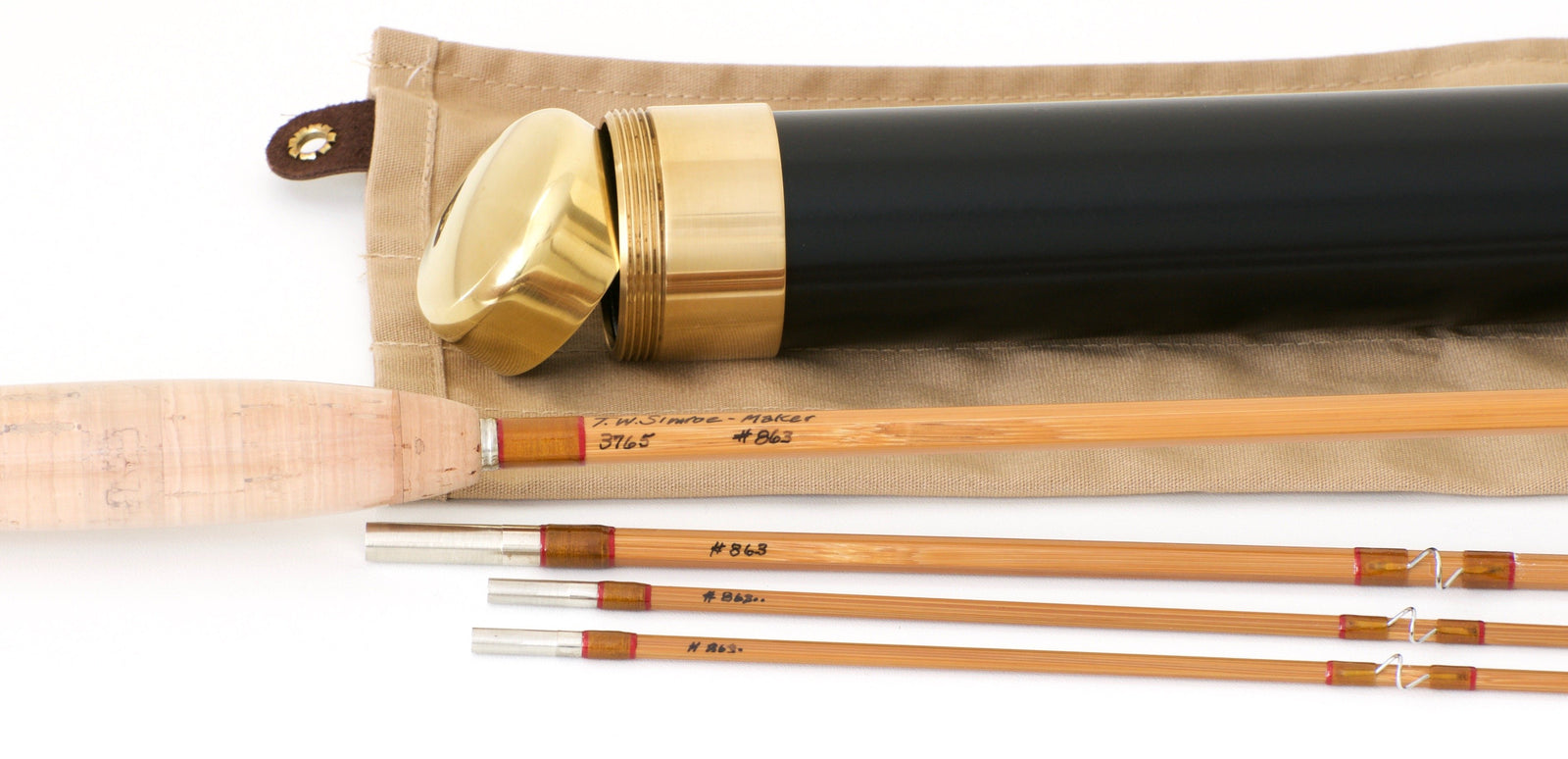 Simroe, Ted -- 7'6 3/2 5wt Bamboo Rod (New!) - handle grip and reel seat detail