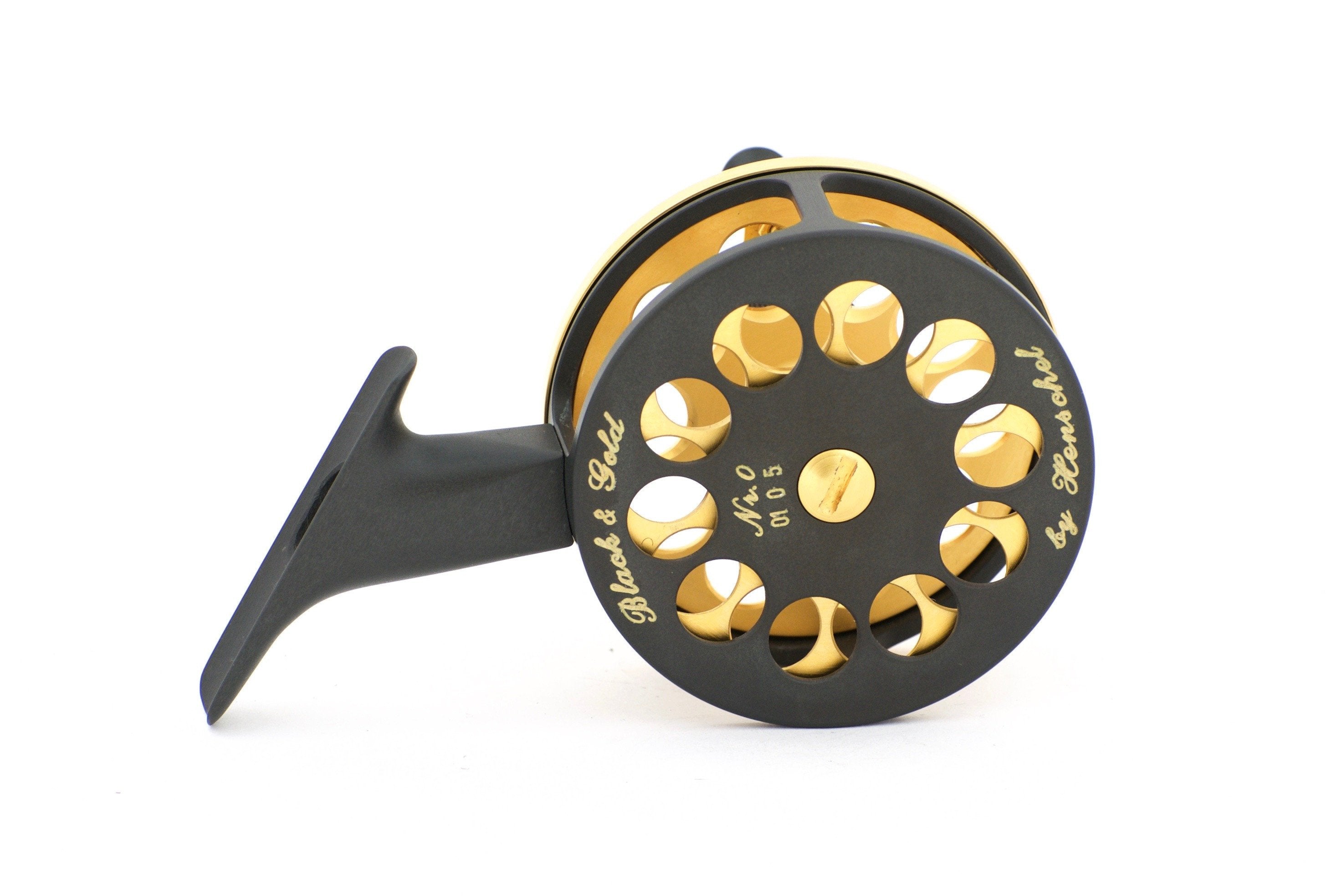 black gold fly reel Henschel No. 0 Black & Gold Anti-Reverse Fly Reel