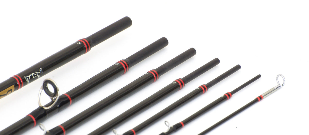 Hardy Smuggler DeLuxe 6wt Graphite Fly Rod - rod sections with guides