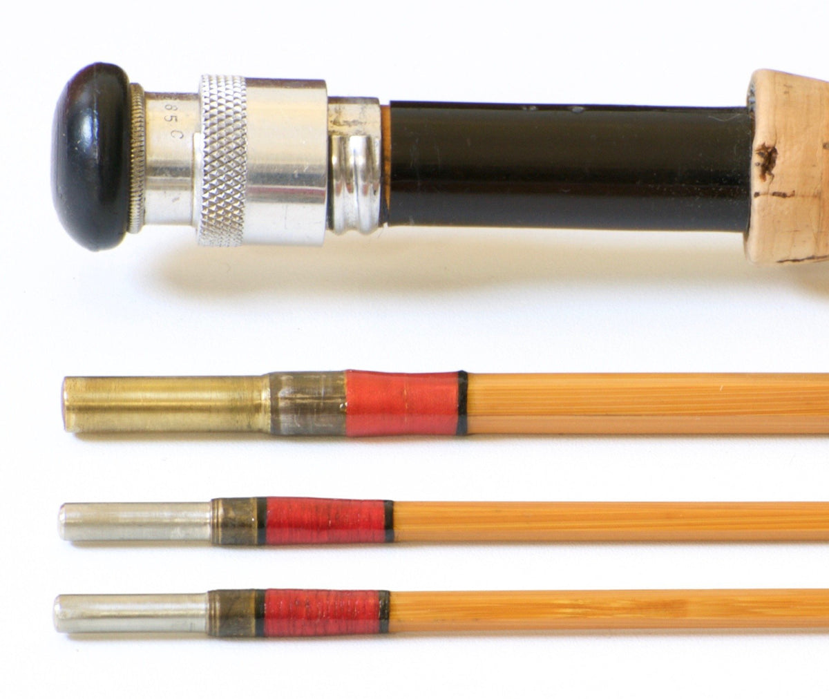 Hardy Hollokona Salmon De-luxe 3/2 8'6' - #4 Bamboo Fly Rod - rod sections with wrapping