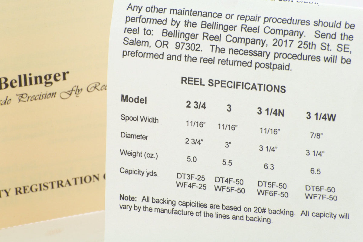 Bellinger Saracione 2 3/4" Fly Reel 