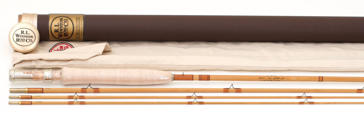 R.L. Winston Trout Unlimited Bamboo Rod 8' 3/2 #4 - rod sections with guides and wraps