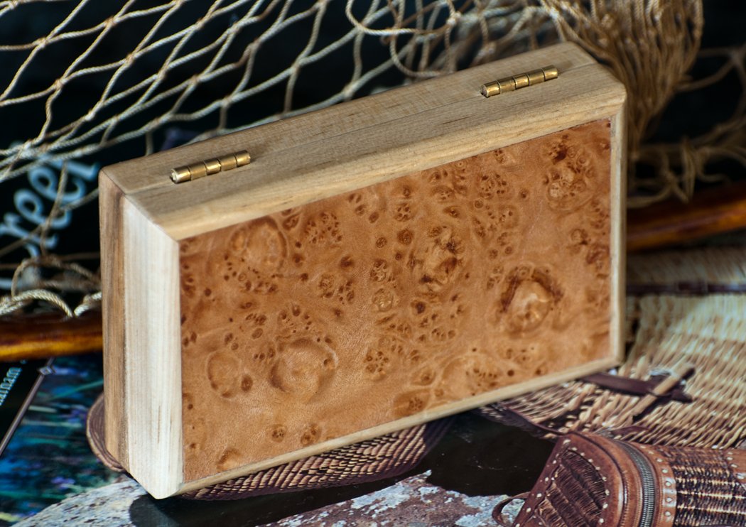 Jay Spencer Fly Box - Amboyna Burl with Maple Trim (3x5)