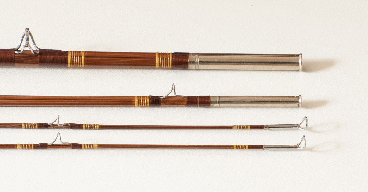 Phillipson Peerless Dry Fly Special Bamboo Rod 8'6 3/2 6wt - rod sections with guides and wraps