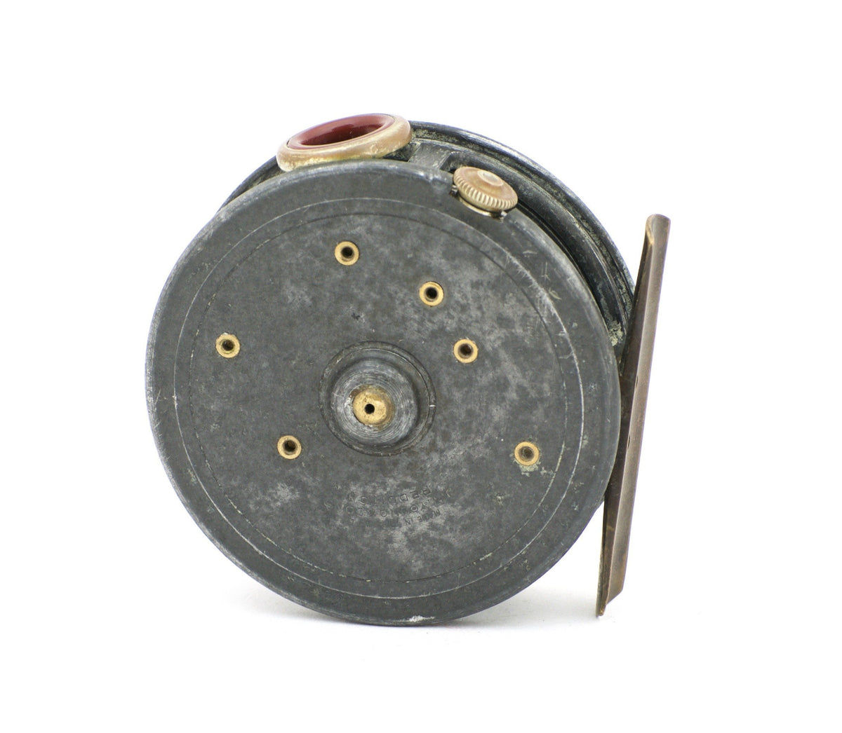 J.W. Young 3 1/8" Pattern 5 Red Agate Fly Reel 