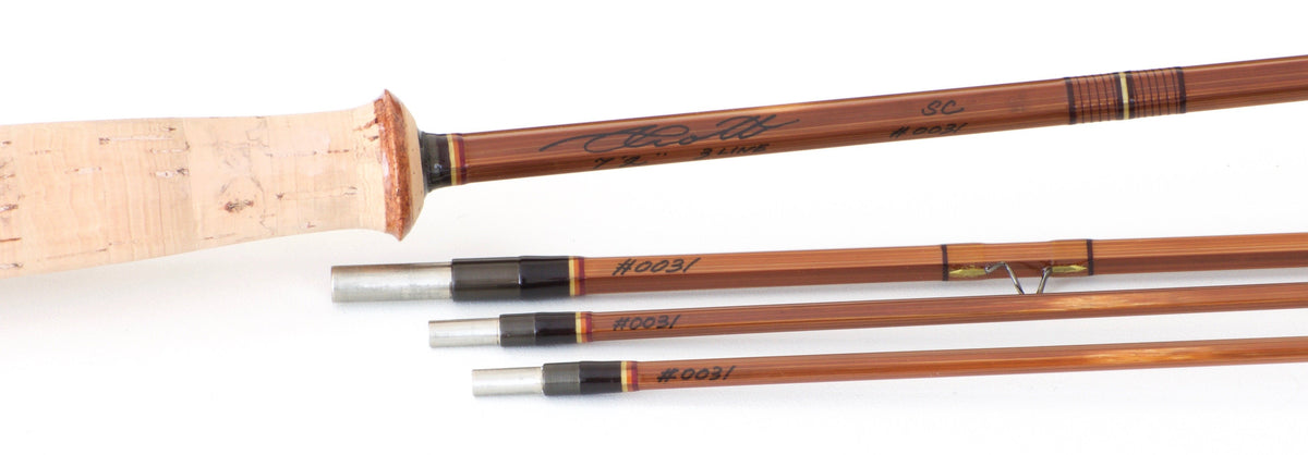 Scott Rod Co. - 7'2 3wt SC Bamboo Rod - rod sections with wraps and hardware