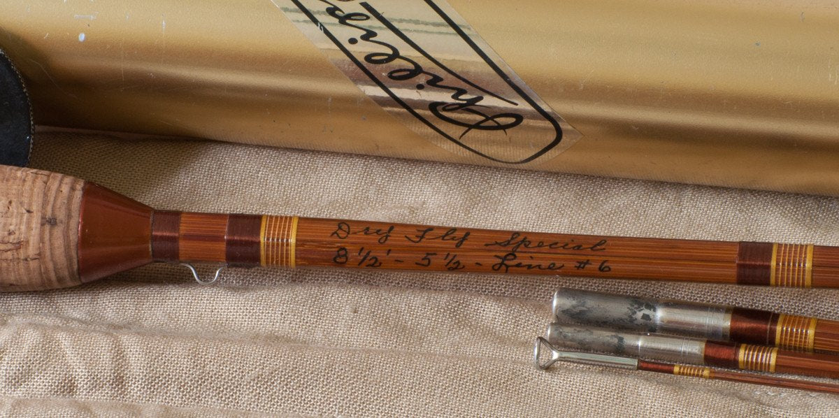 Phillipson Peerless Dry Fly Special Bamboo Rod 8'6 3/2 6wt - rod sections with wraps