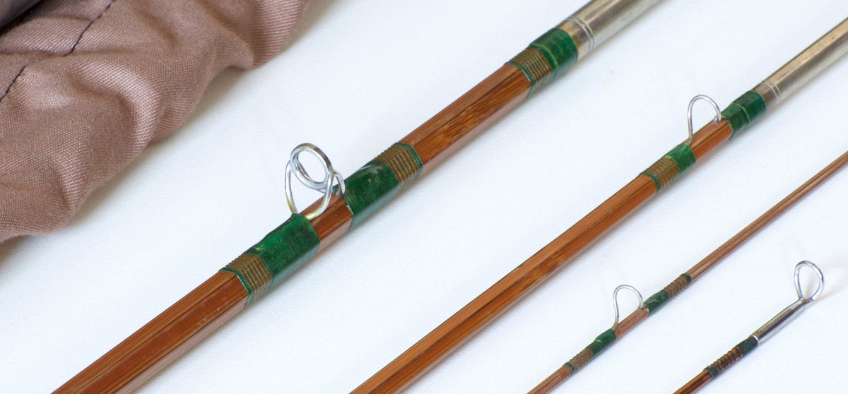 Phillipson Peerless Dry Fly Special Bamboo Rod 8'6 3/2 6wt - rod sections with guides and wraps