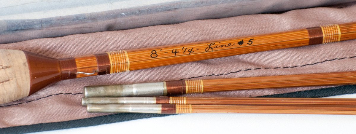 Phillipson Peerless Bamboo Rod 8' 3/2 5wt - rod sections with guides and wraps