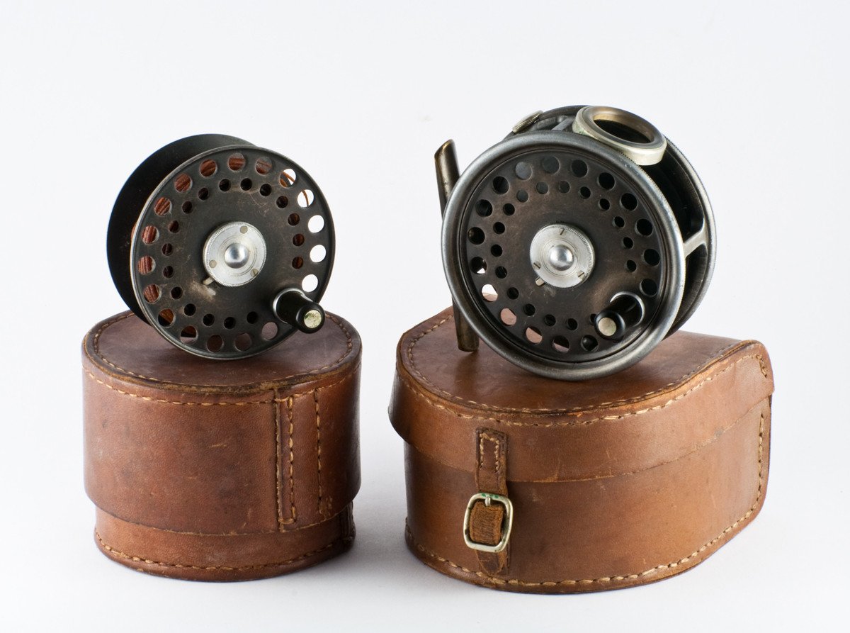 Hardy St. George Fly Reel 3 and spare spool - with leather cases! -  Spinoza Rod Company