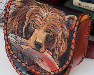 Annie Margarita Leather Reel Case - "Grizzly" 