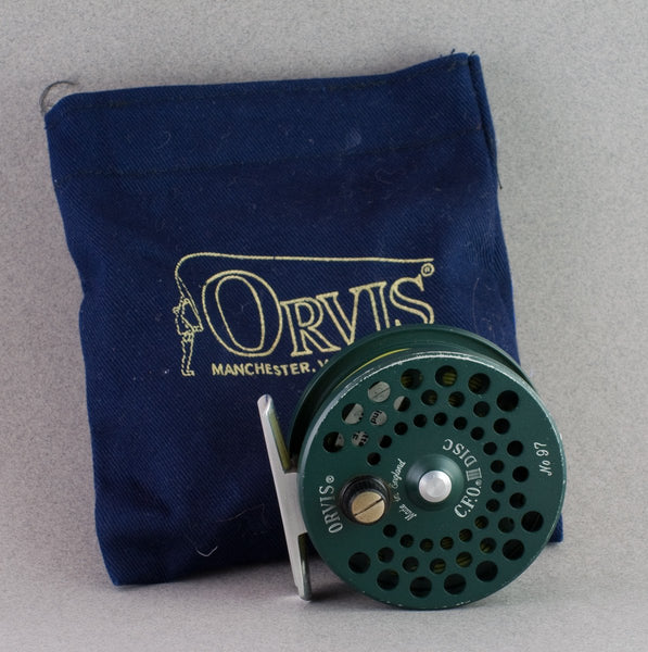 Orvis CFO III Disc Fly Reel - green introductory model with two spare