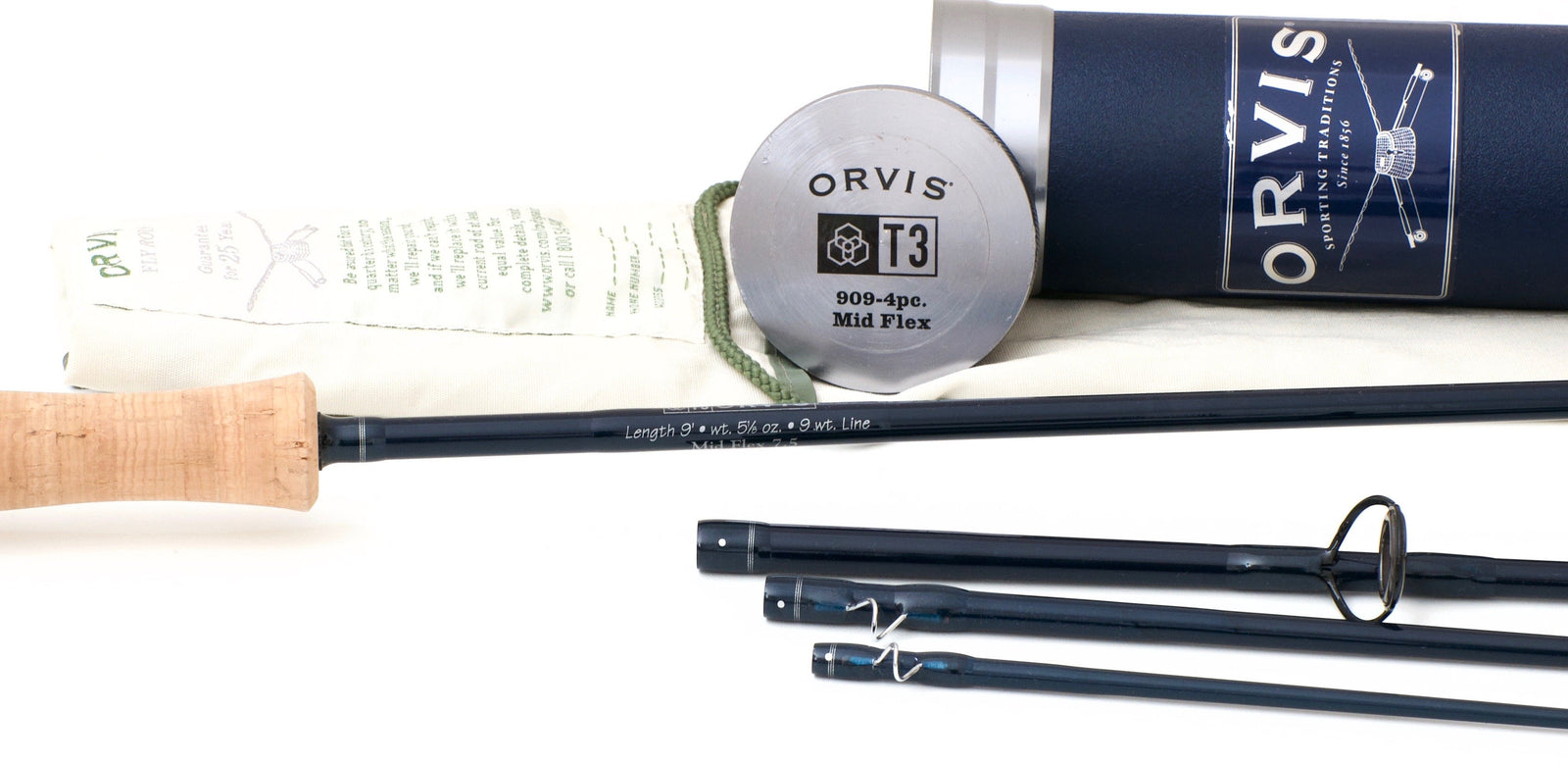 Orvis T3 909-4 Mid Flex Graphite Fly Rod - handle grip detail