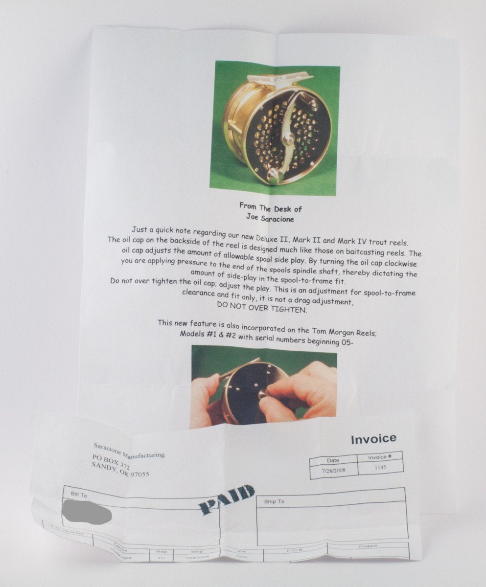 Joe Saracione 3" Mark IV Trout Fly Reel - All Black RHW