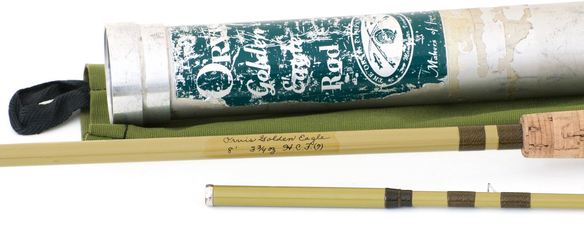 Orvis "Golden Eagle" 8' 6-7wt 2 pc. Fiberglass Fly Rod - maker's signature inscription